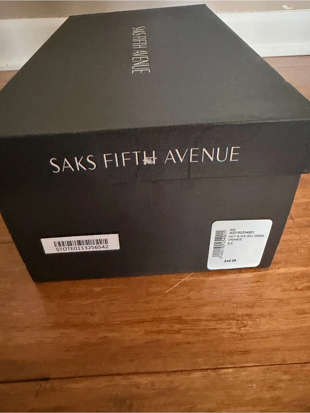 Saks Fifth Avenue Victoria Knotted Leather Block Heel Sandals - Orange - NIB